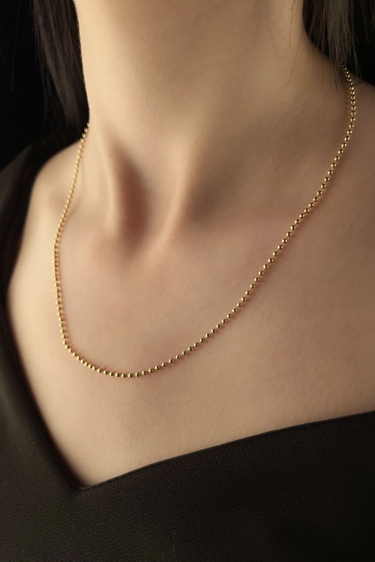 14K Gold Ball Bead Chain   0.078 inch