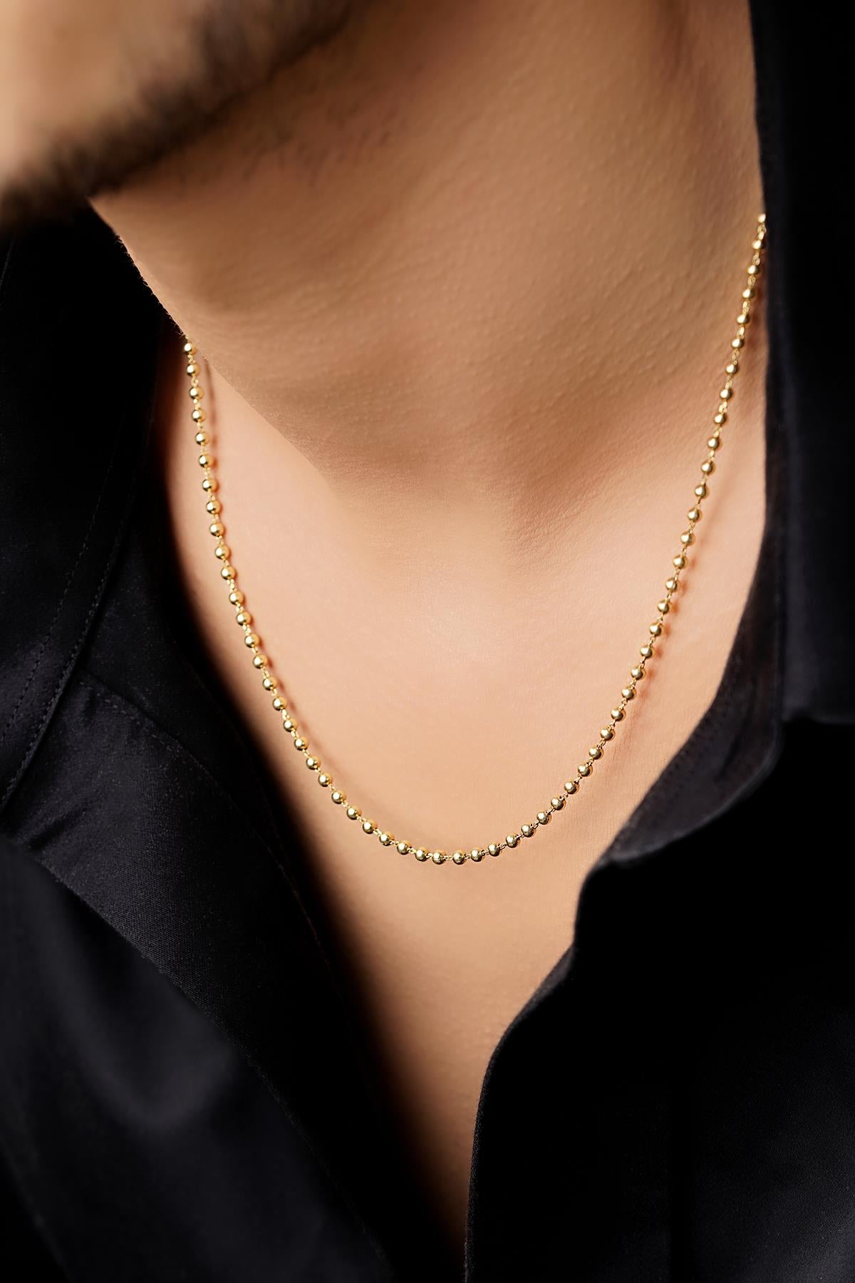 14K Solid Gold Ball Bead Chain   0.098 inch