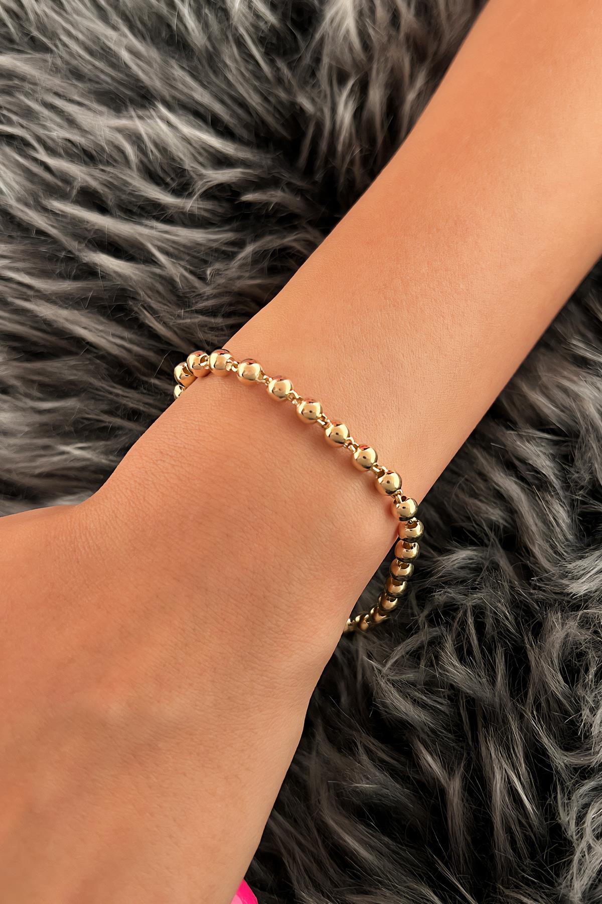14K Gold Ball Beaded Bracelet