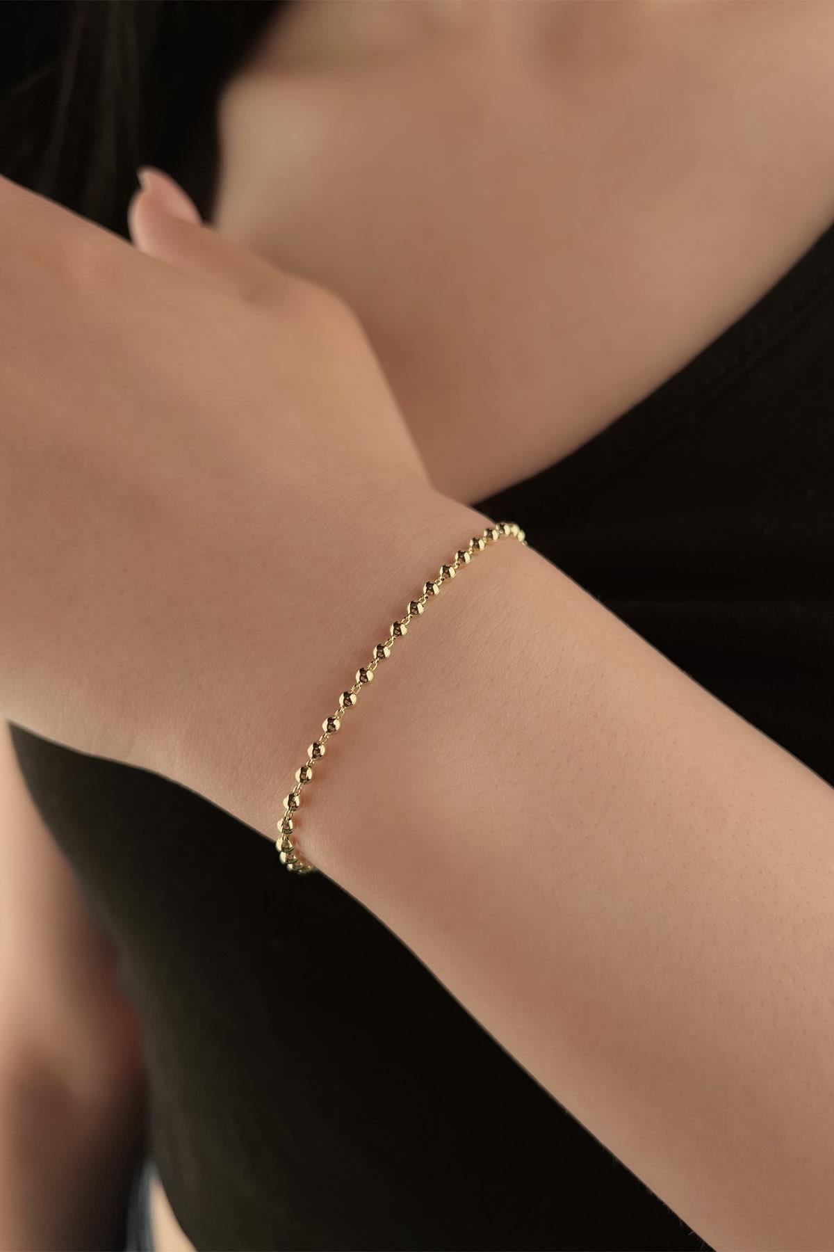 14K Gold Ball Beaded Bracelet