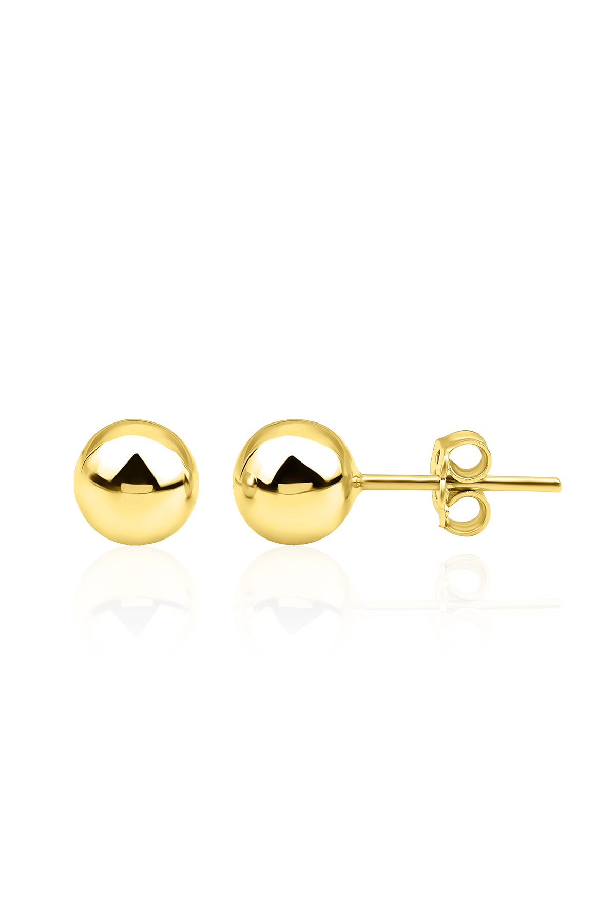 14K Gold Ball Stud Earrings  0.314 inch