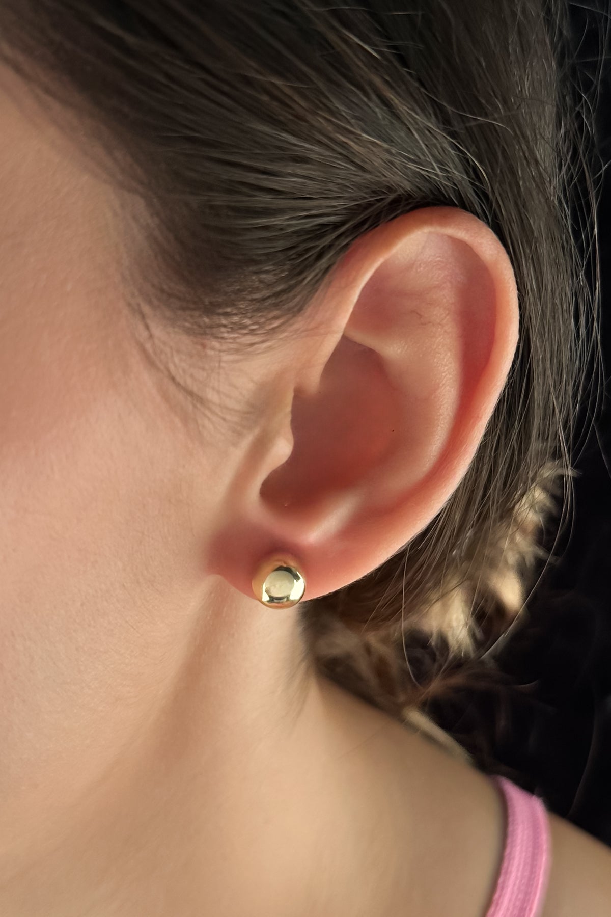 14K Gold Ball Stud Earrings  0.314 inch