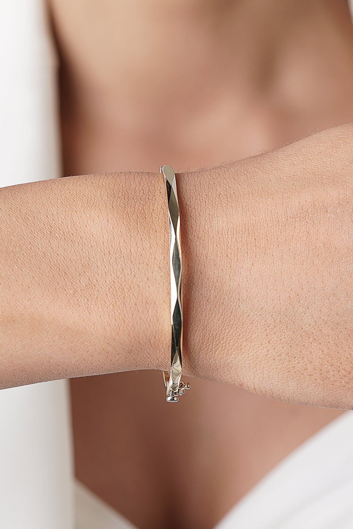 14K Gold Bangle Asymmetrical Bracelet