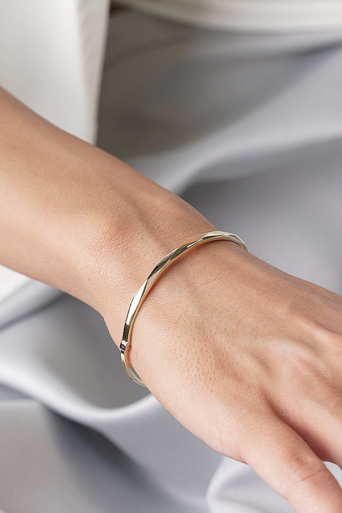 14K Gold Bangle Asymmetrical Bracelet