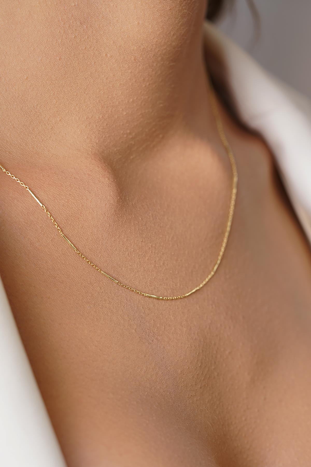 14K Gold Bar Necklace