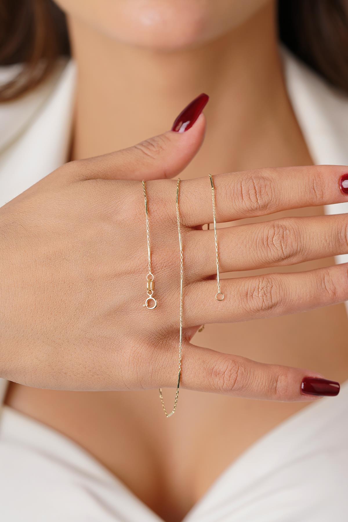 14K Gold Bar Necklace