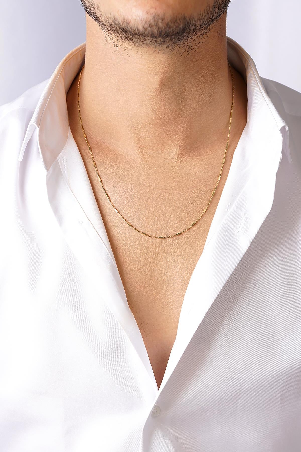 14K Solid Gold Bar Store Link Chain
