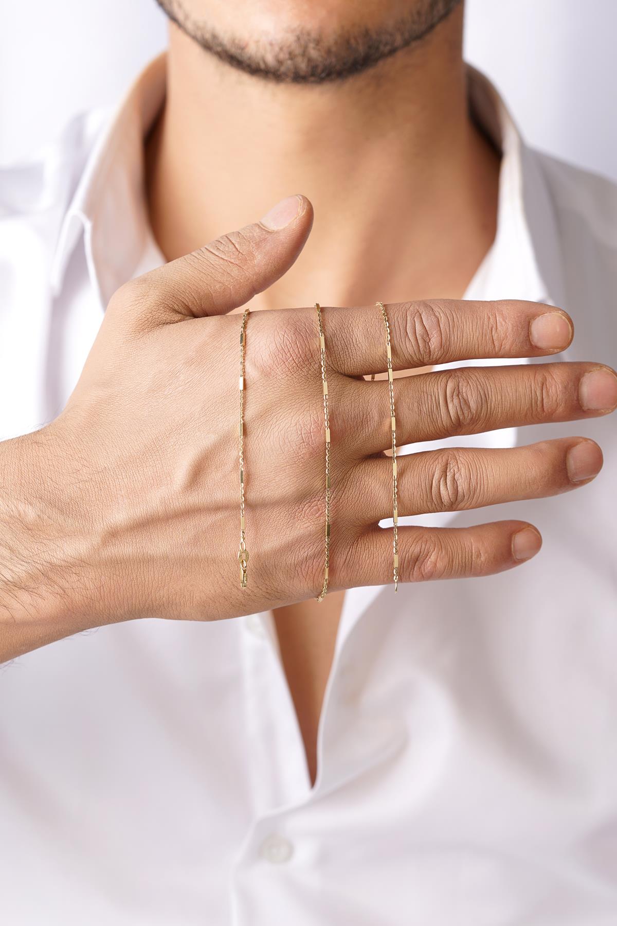 14K Solid Gold Bar Store Link Chain