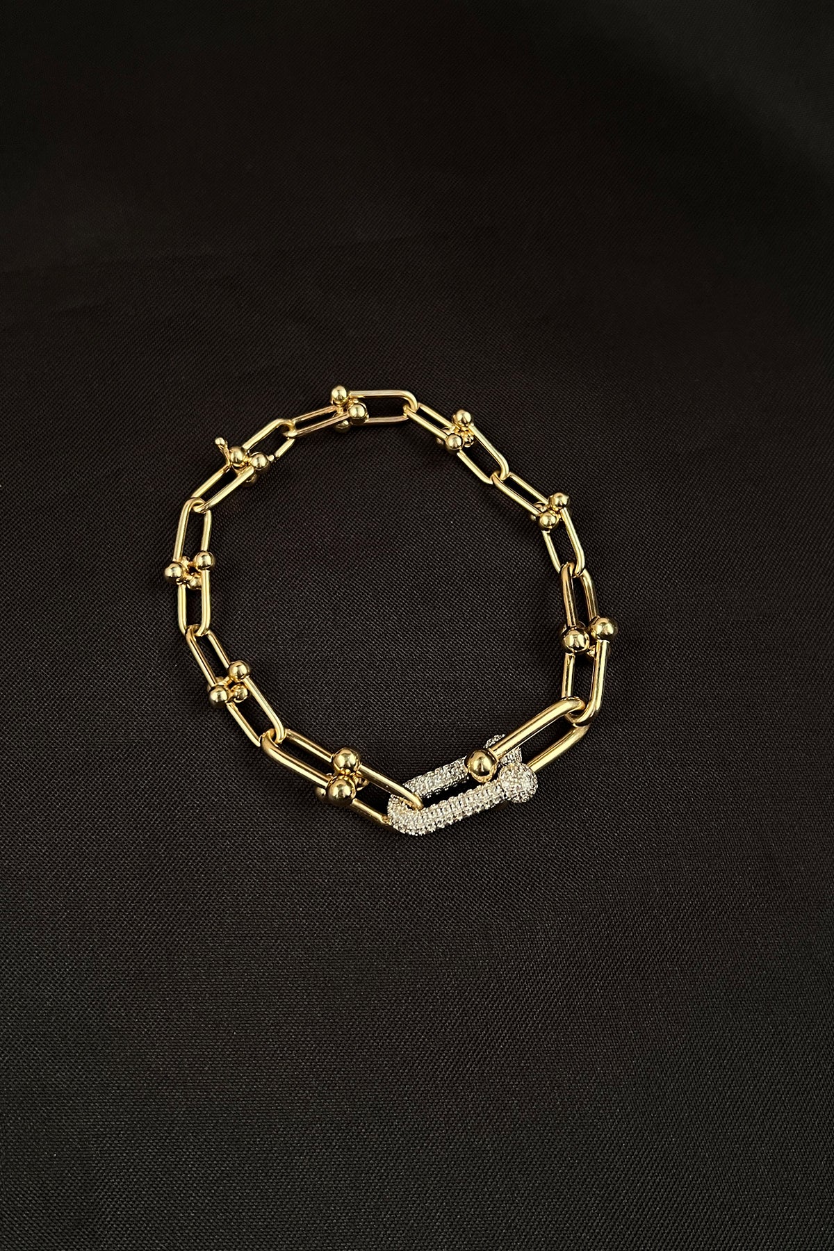 14K Gold Bauble Paperclip Brcaelet