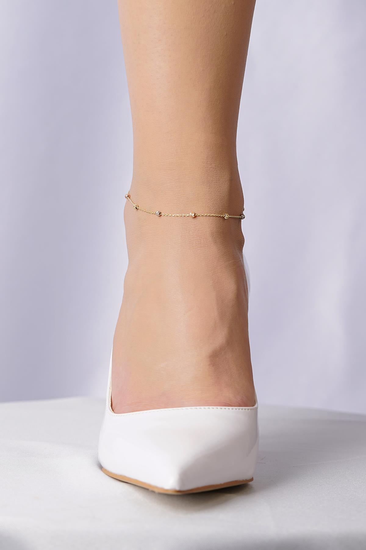 14K Gold Beaded Dorika Anklet