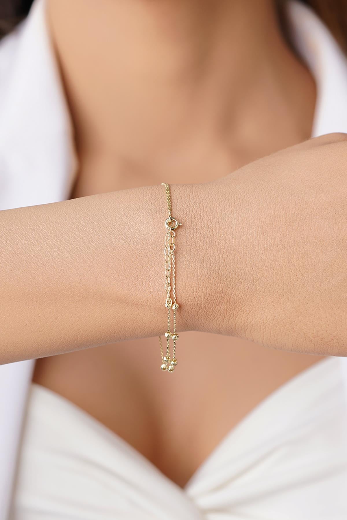 14K Gold Beaded Star of Luck Bracelet