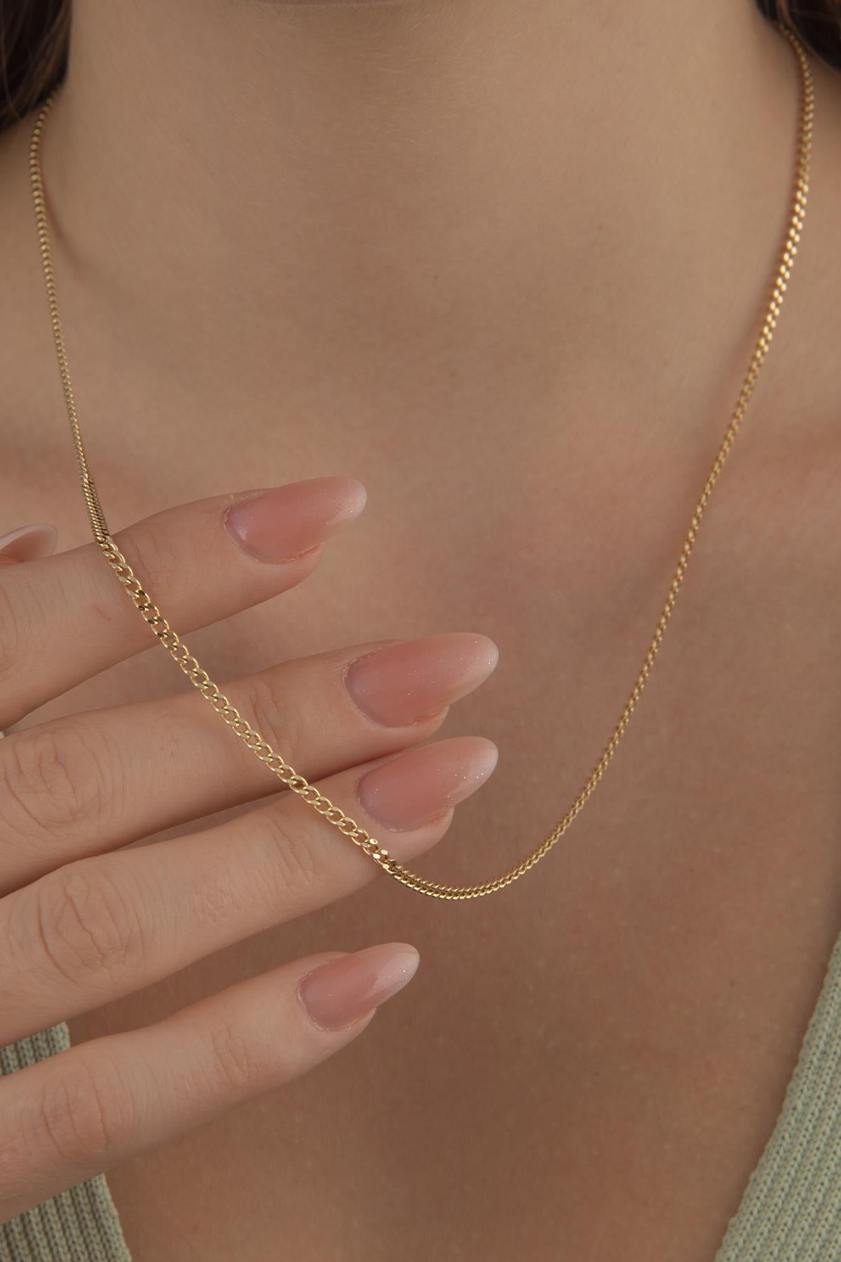 14K Gold Bevelled Cuban Chain  0.082 inch