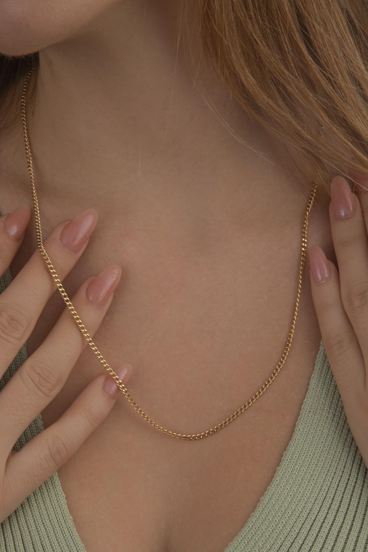 14K Gold Bevelled Cuban Chain  0.082 inch