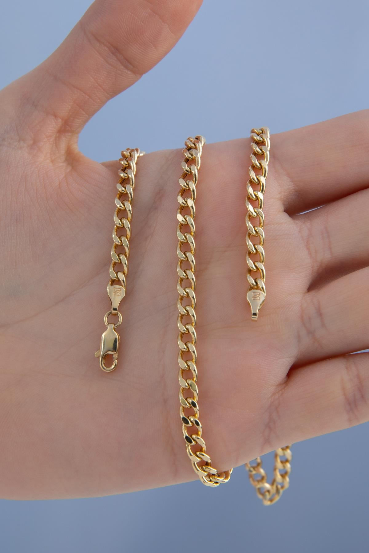 14K Gold Bevelled Cuban Chain  0.167 inch