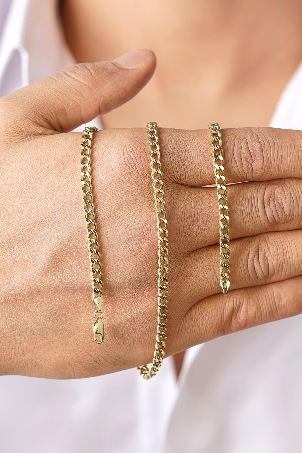 14K Solid Gold Bevelled Cuban Chain  0.167 inch