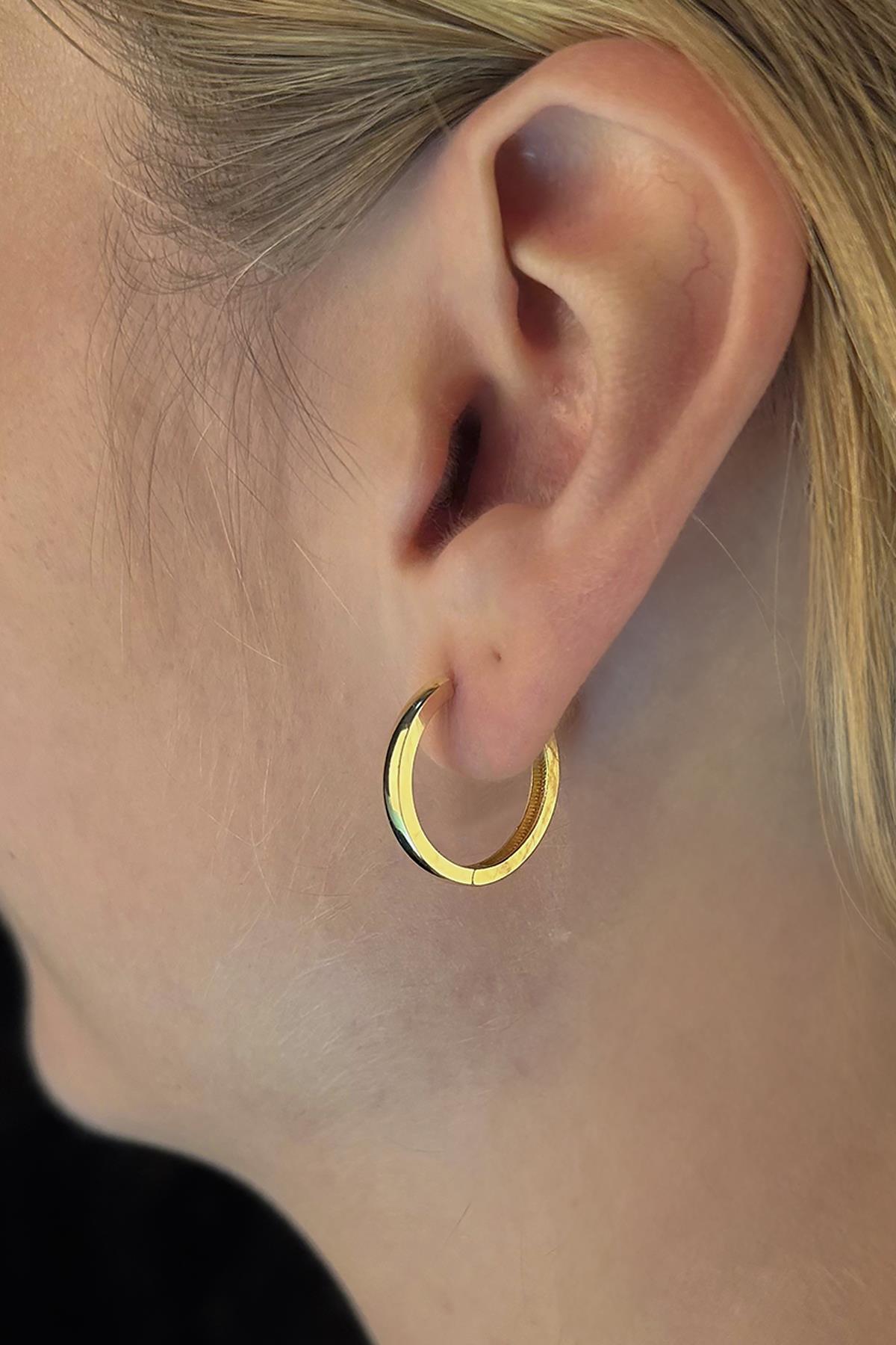 14K Gold Big Gold Faceted Huggie Earrings