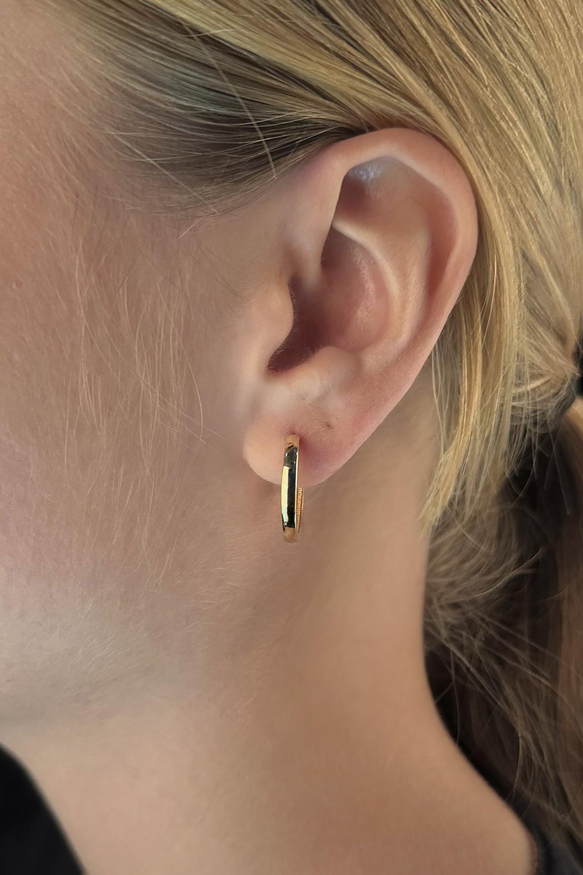 14K Gold Big Gold Faceted Huggie Earrings