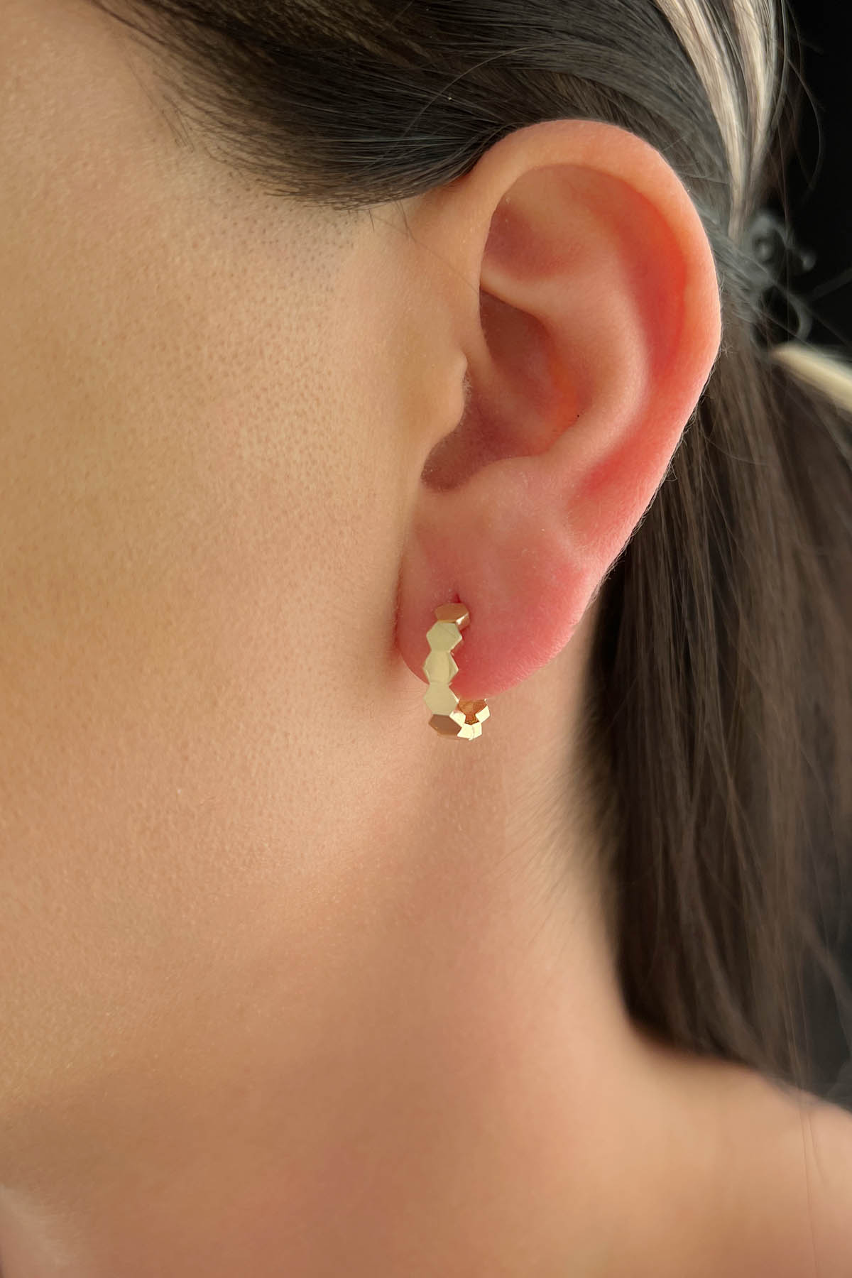 14K Gold Big Honeycomb Hoop Earrings