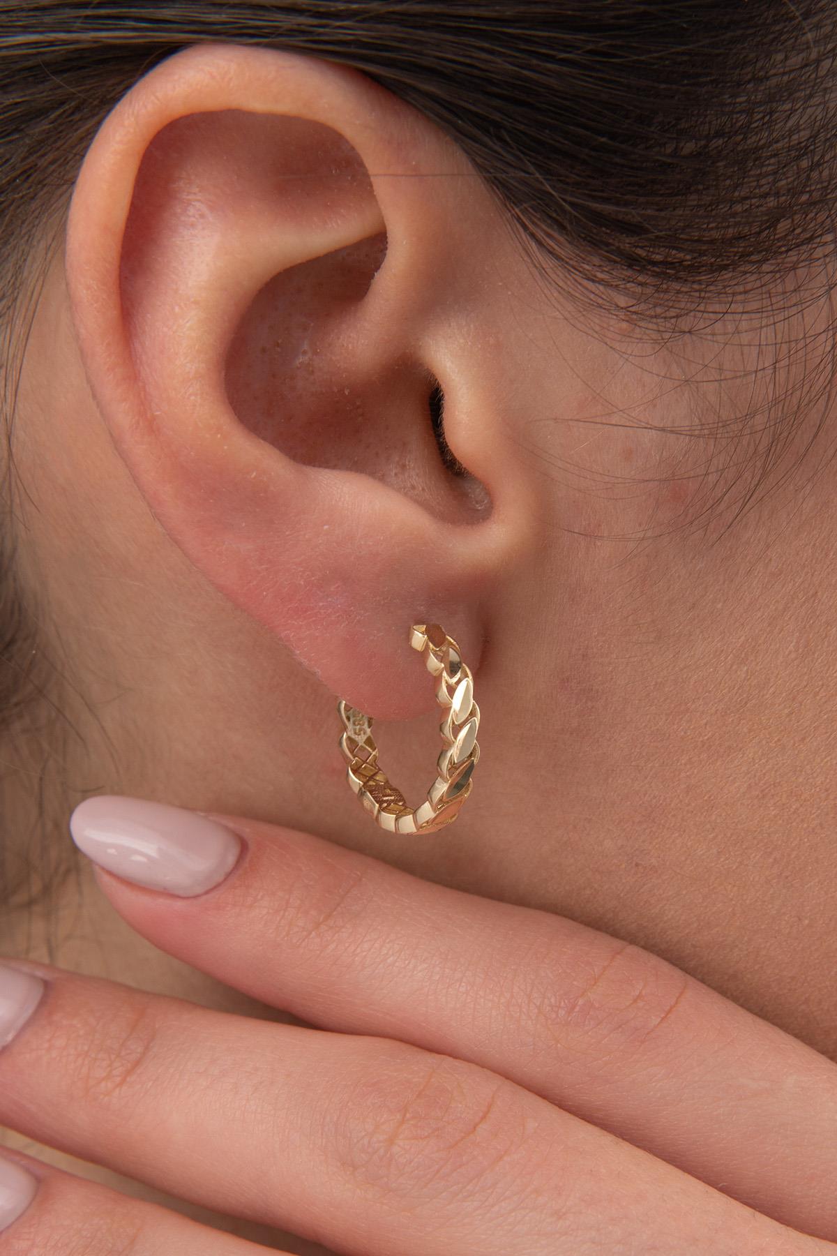 14K Gold Big Sequin Huggie Earrings