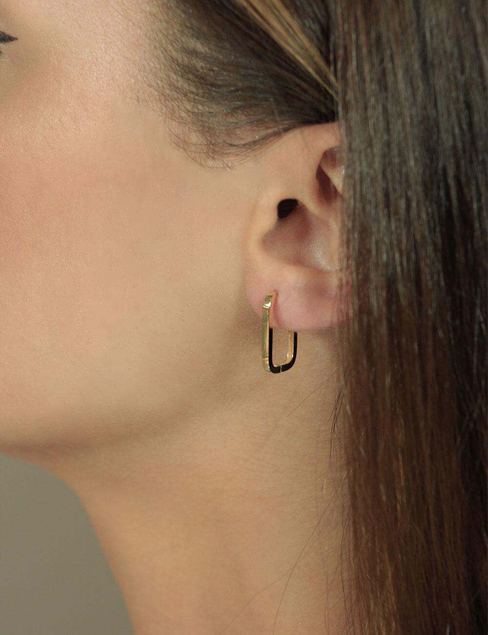 14K Gold Big Size U Shape Huggie Hoop Earrings