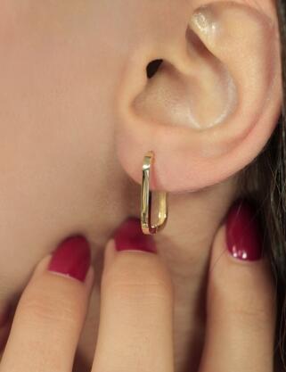 14K Gold Big Size U Shape Huggie Hoop Earrings