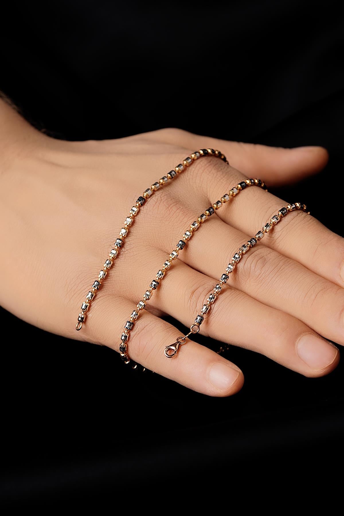 14K Solid Gold Black Enamel Adelle Necklace