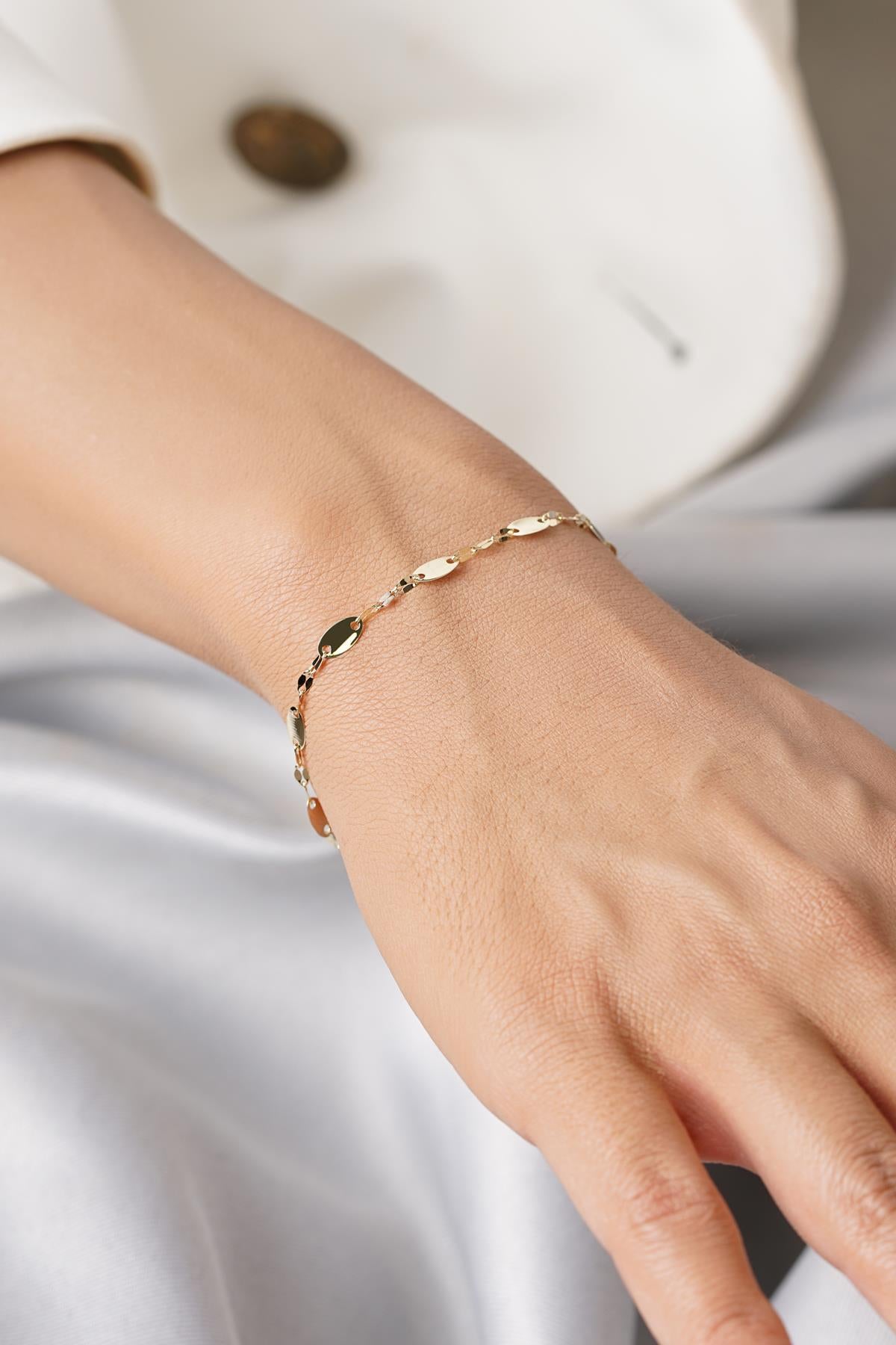 14K Gold Bold Mirror Link Jewelry Set