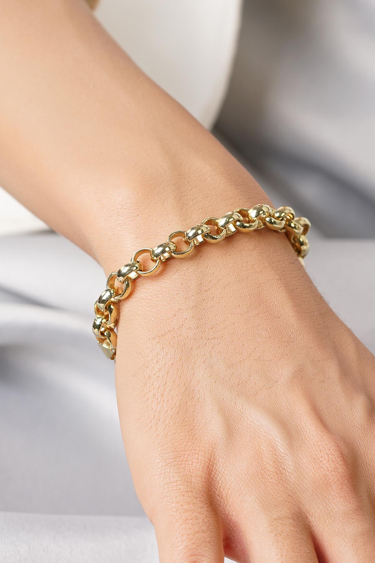 14K Solid Gold Bold Rounded Link Bracelet