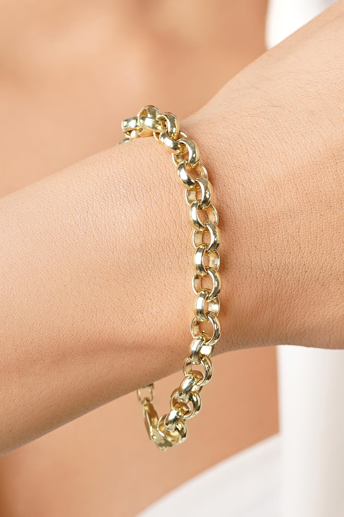 14K Gold Bold Rounded Link Bracelet