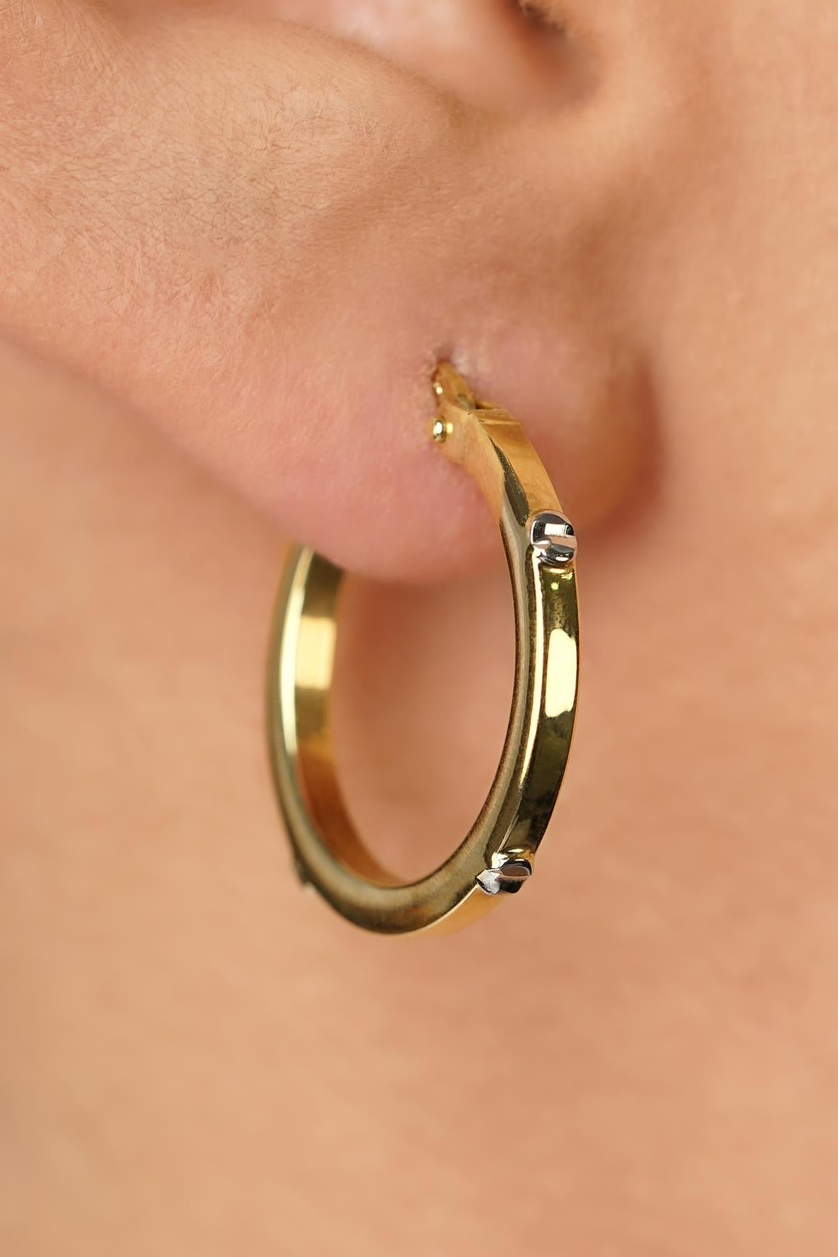14K Gold Bold Spike Hoop Earrings