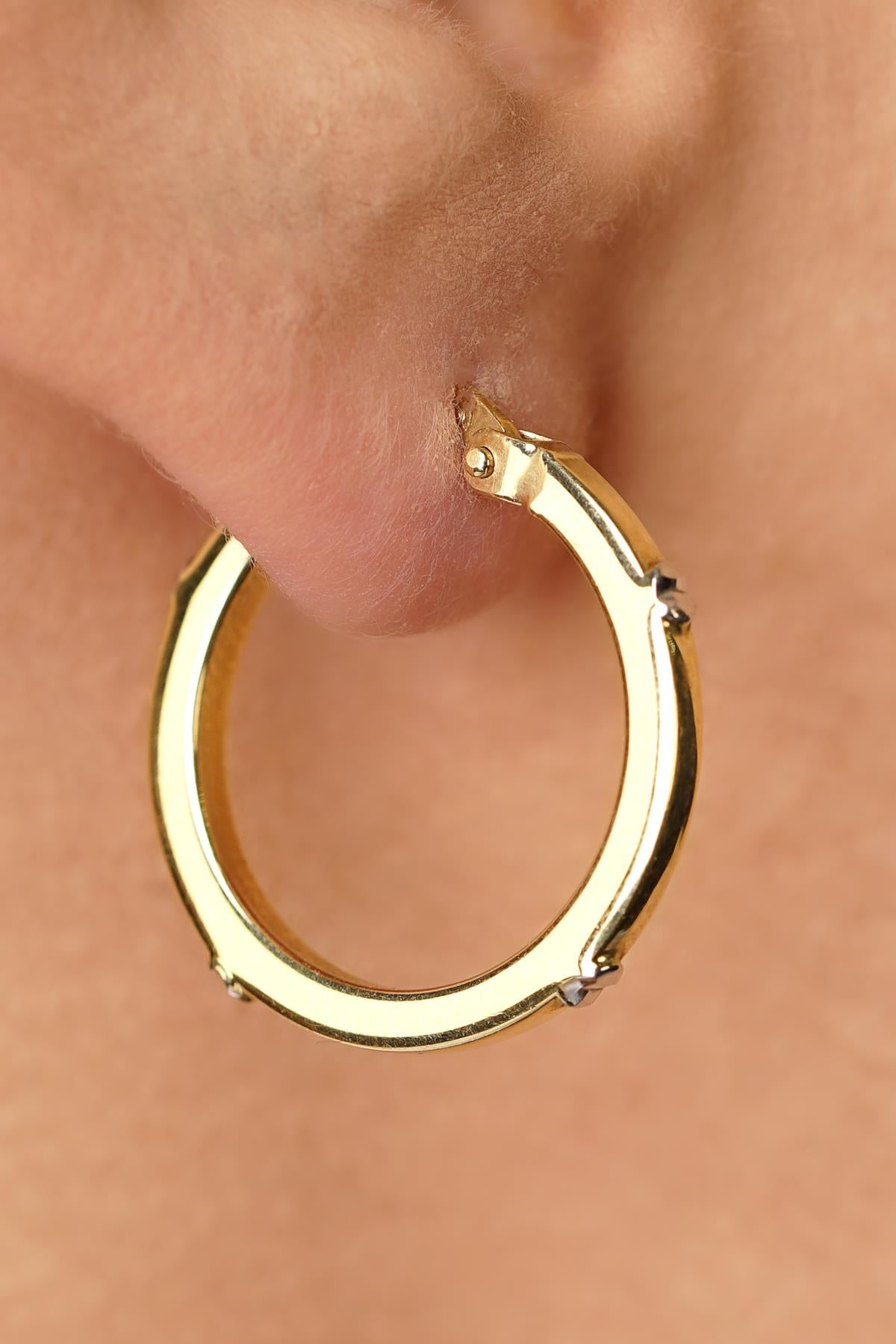 14K Gold Bold Spike Hoop Earrings