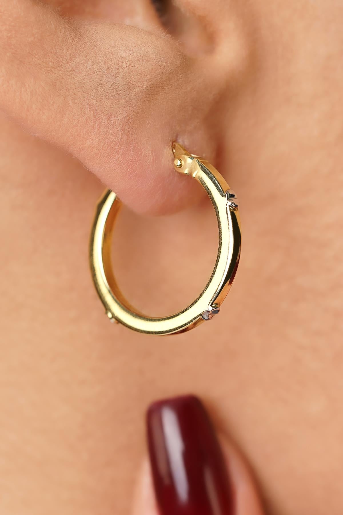 14K Gold Bold Spike Hoop Earrings