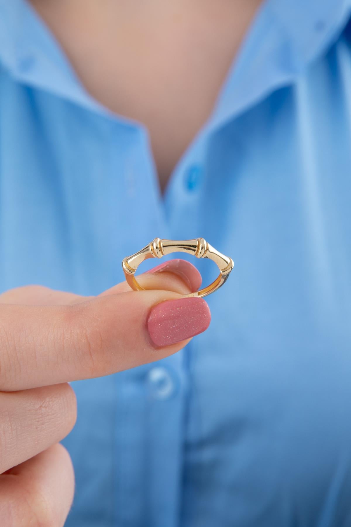 14K Gold Bone Shape Ring