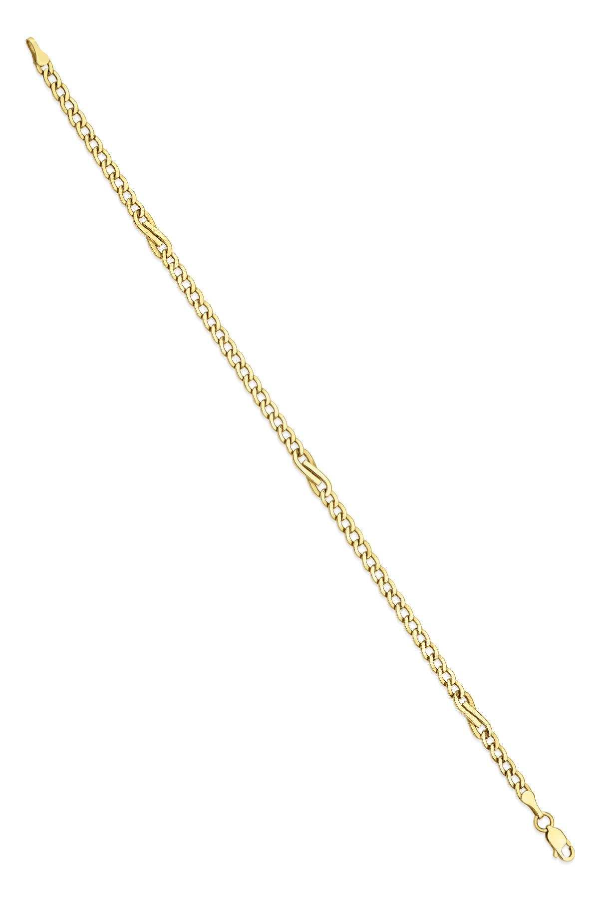14K Gold Bow Tie Cuban Link Chain Bracelet