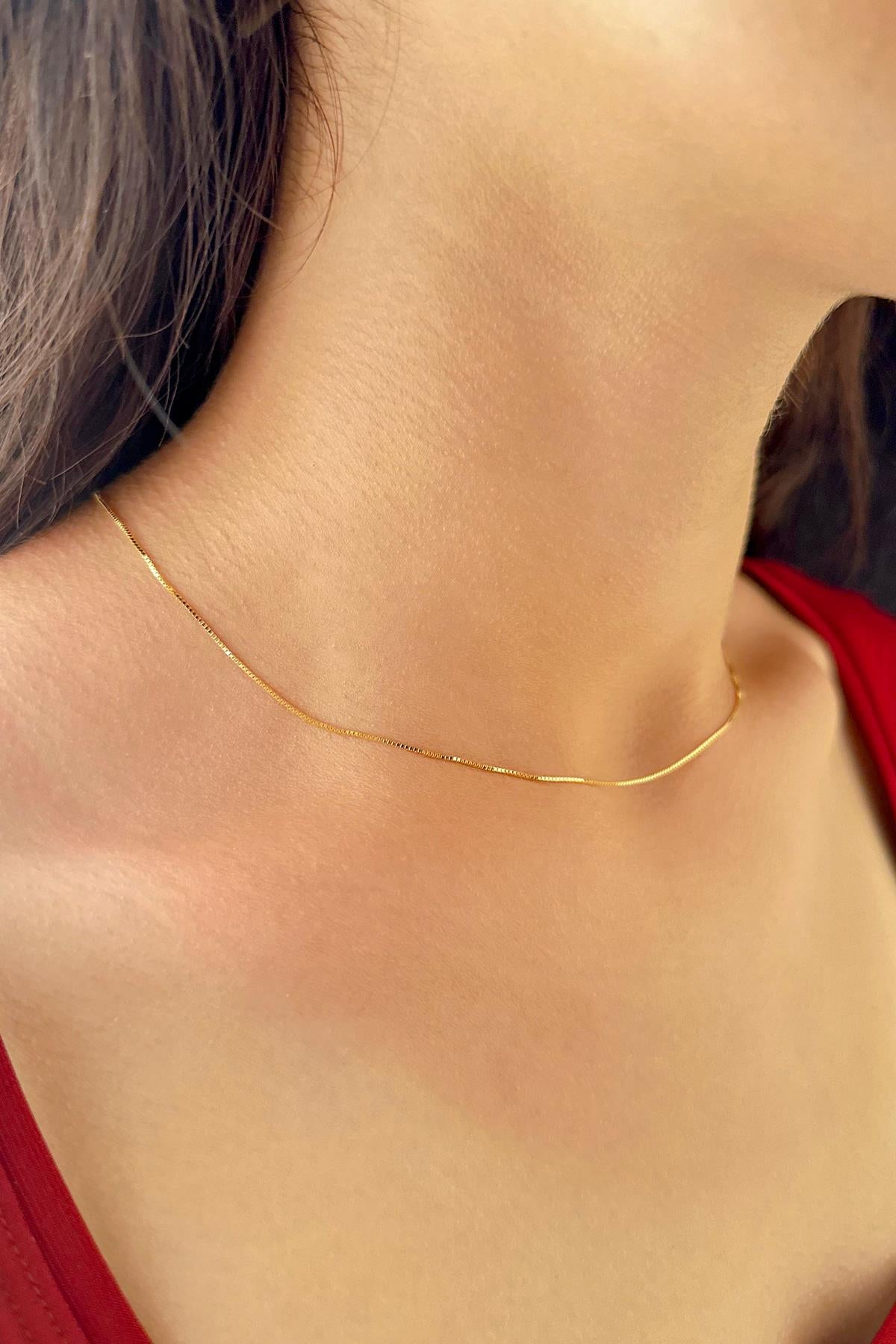 14K Gold Box Chain  0.027 inch