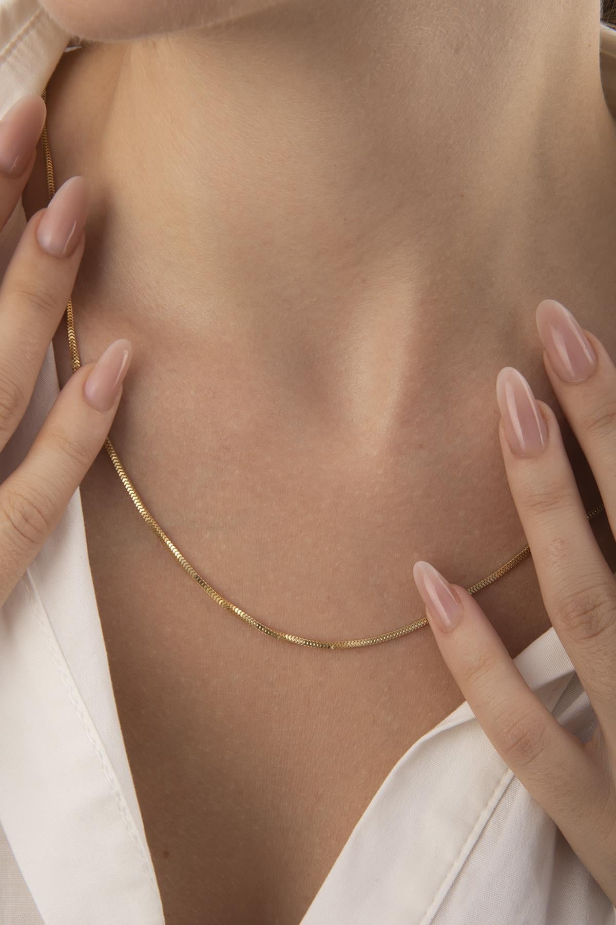 14K Gold Box Chain Necklace