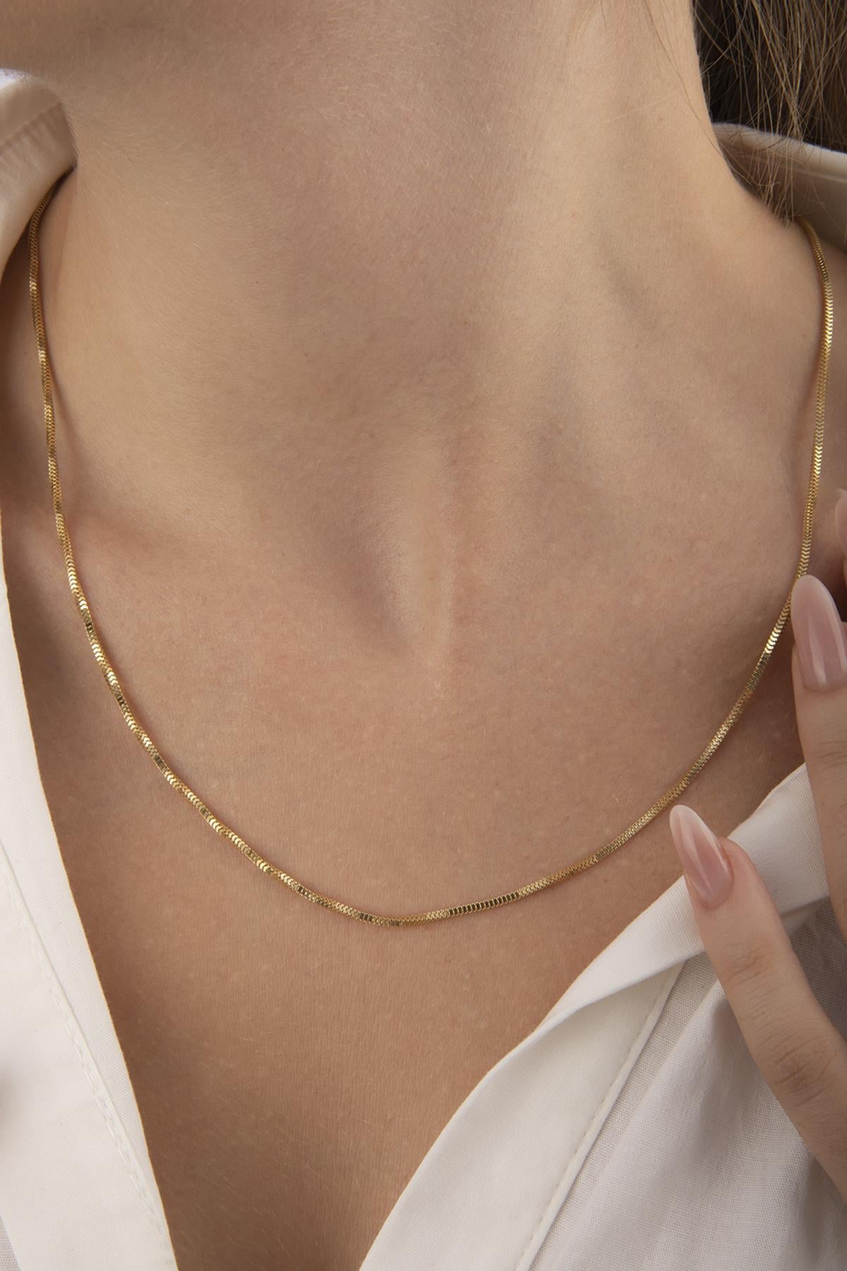 14K Gold Box Chain Necklace