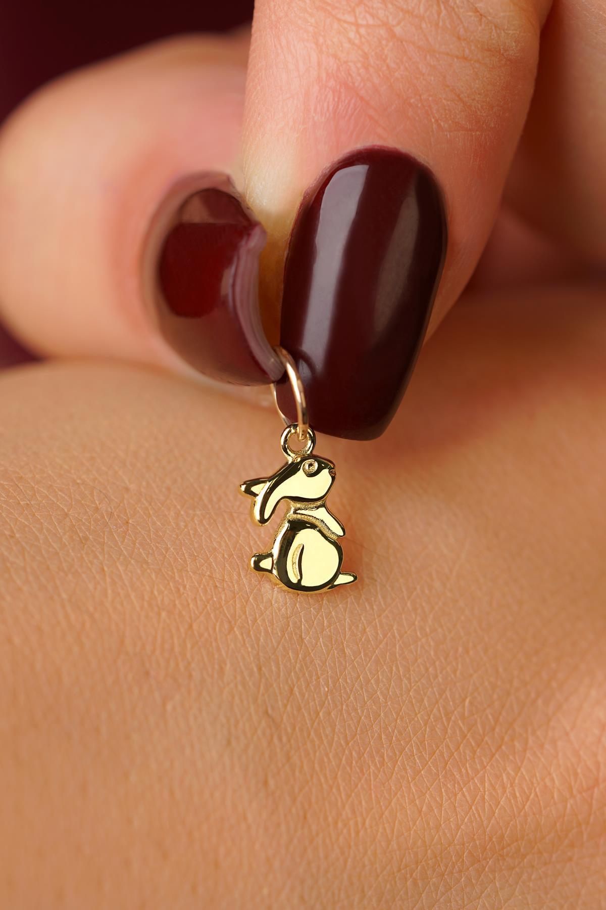 14K Solid Gold Bunny Pendant