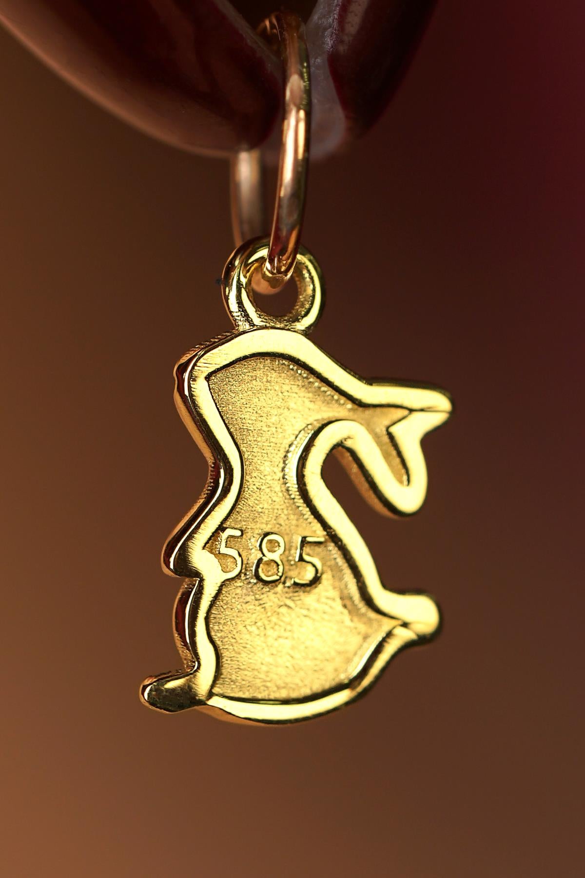 14K Solid Gold Bunny Pendant