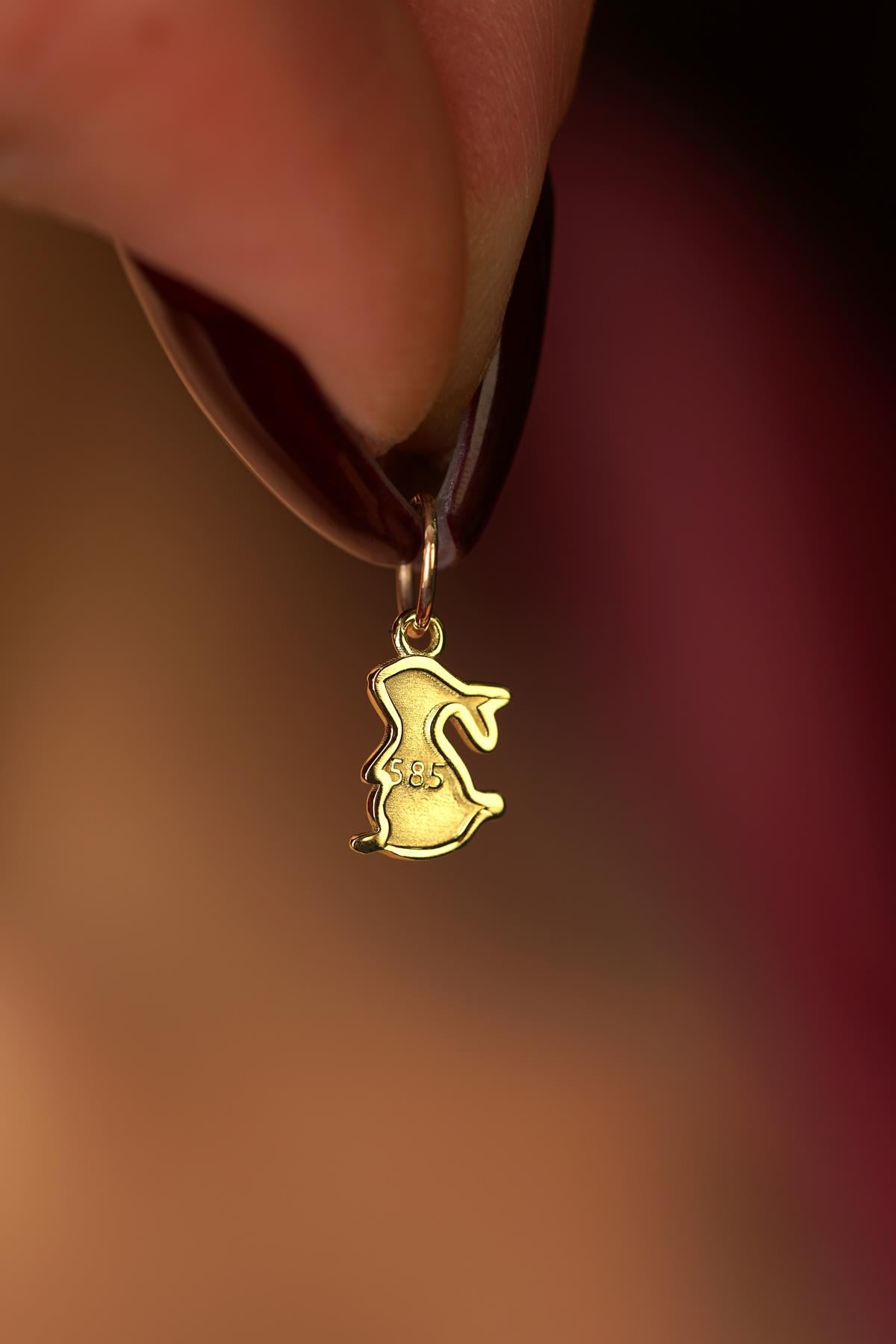 14K Solid Gold Bunny Pendant