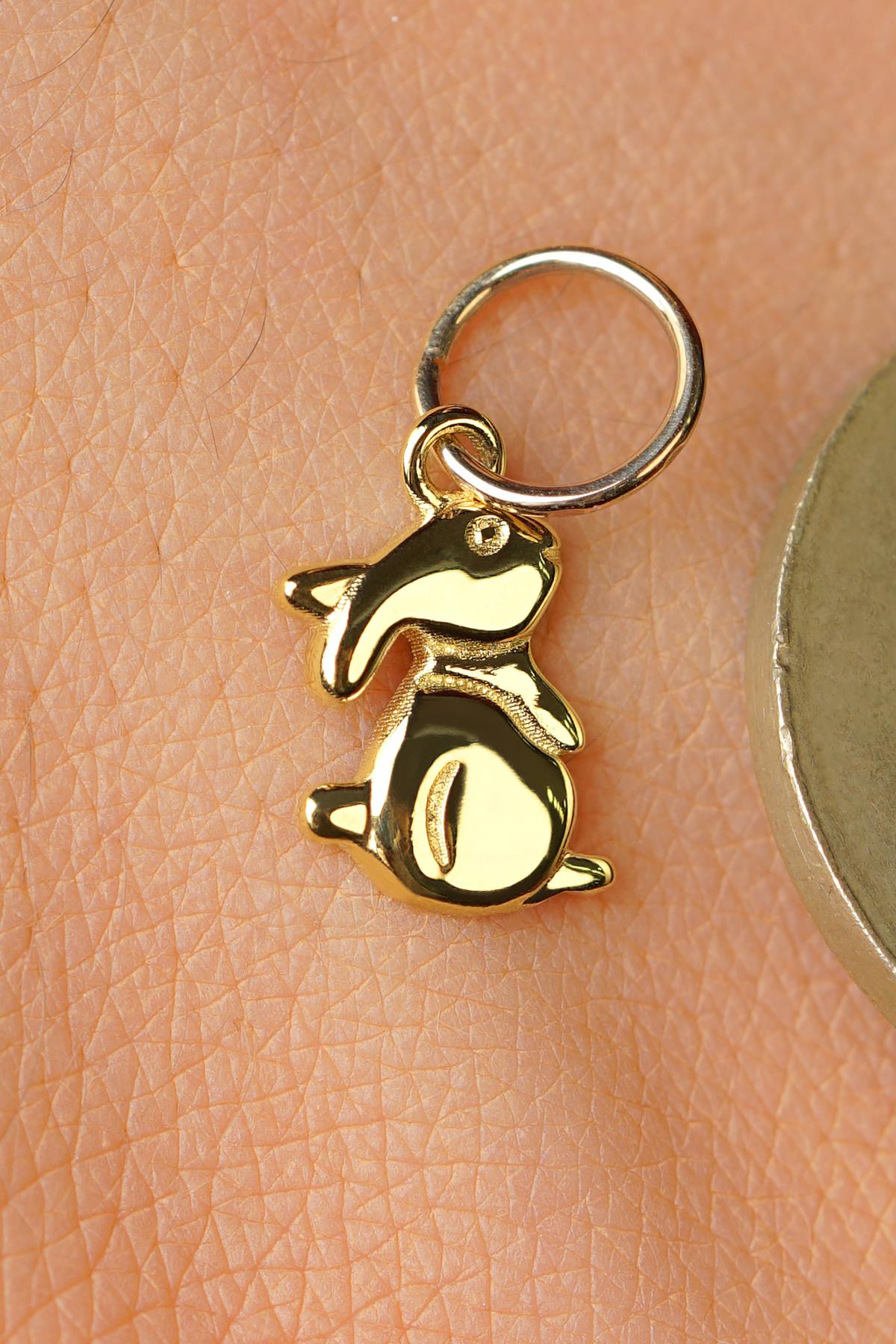 14K Solid Gold Bunny Pendant