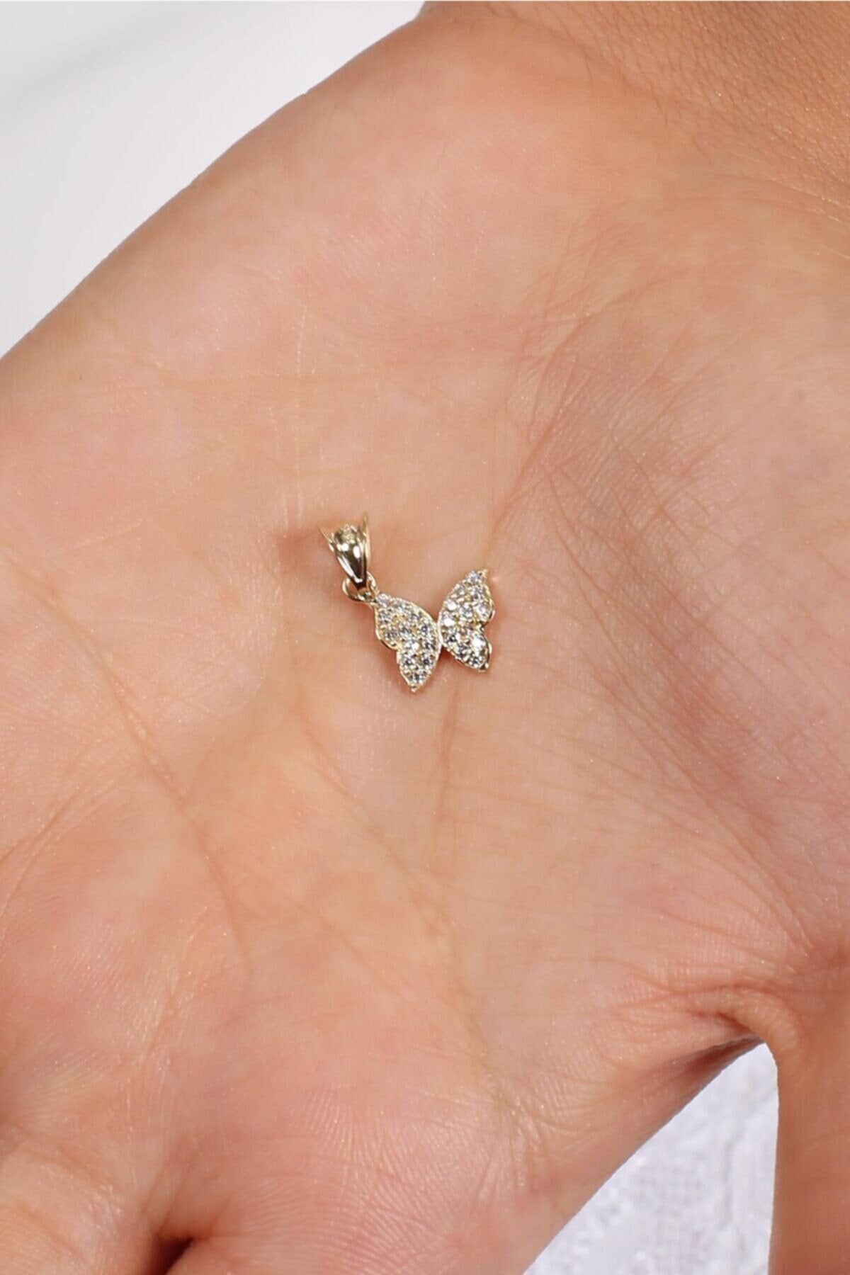 14K Solid Gold Butterfly Charm