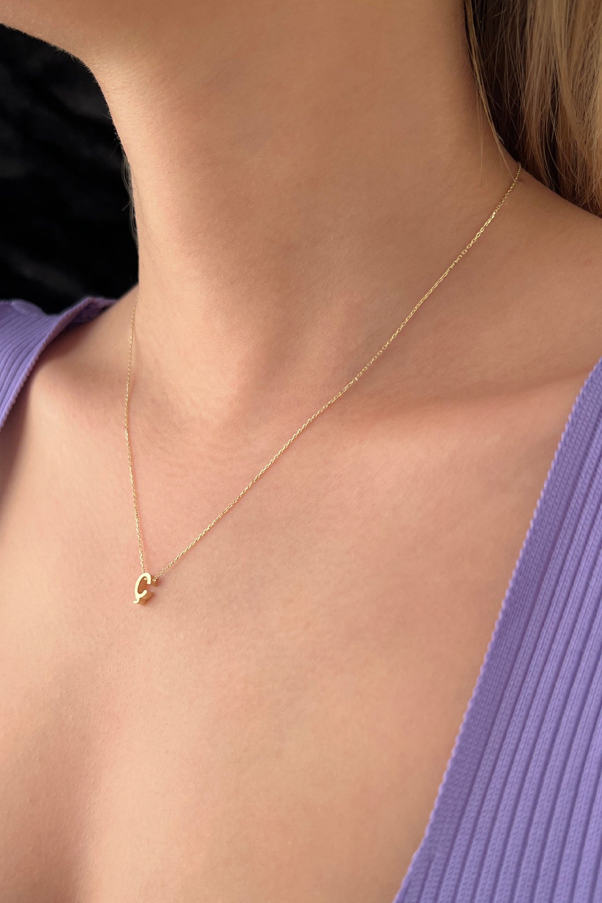 14K Gold Ç Initial Necklace