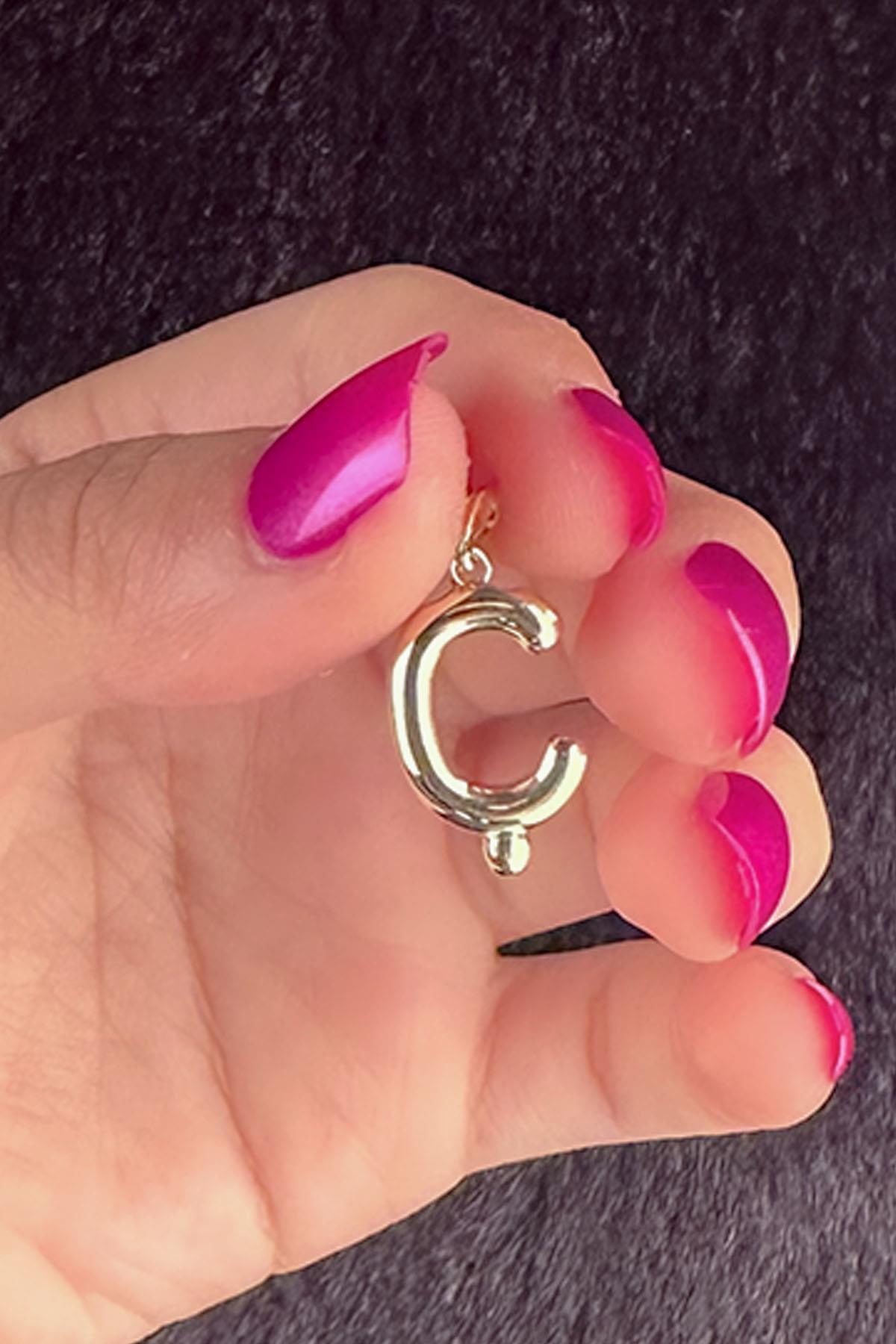 14K Gold Ç Letter Charm