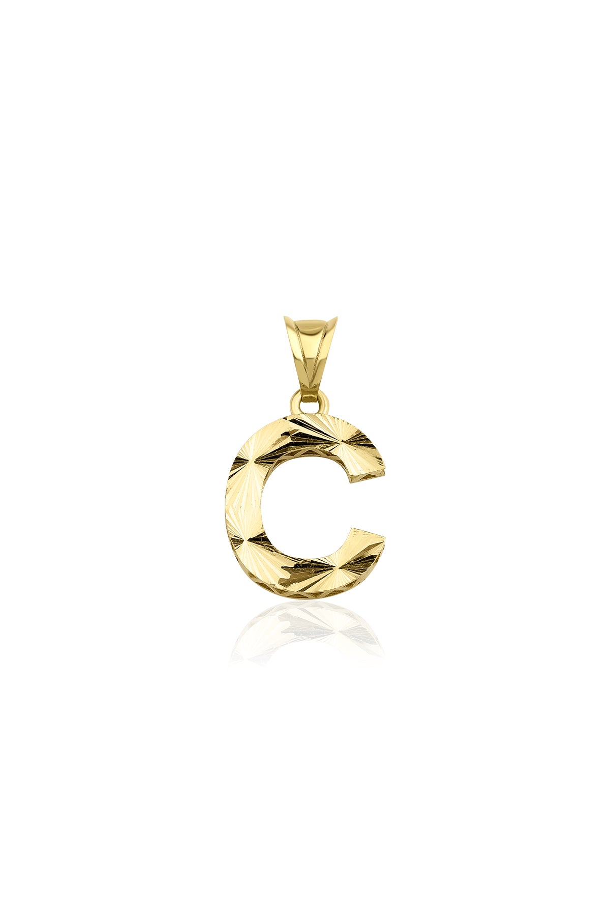 14K Gold C Letter Mini Shine Pendant