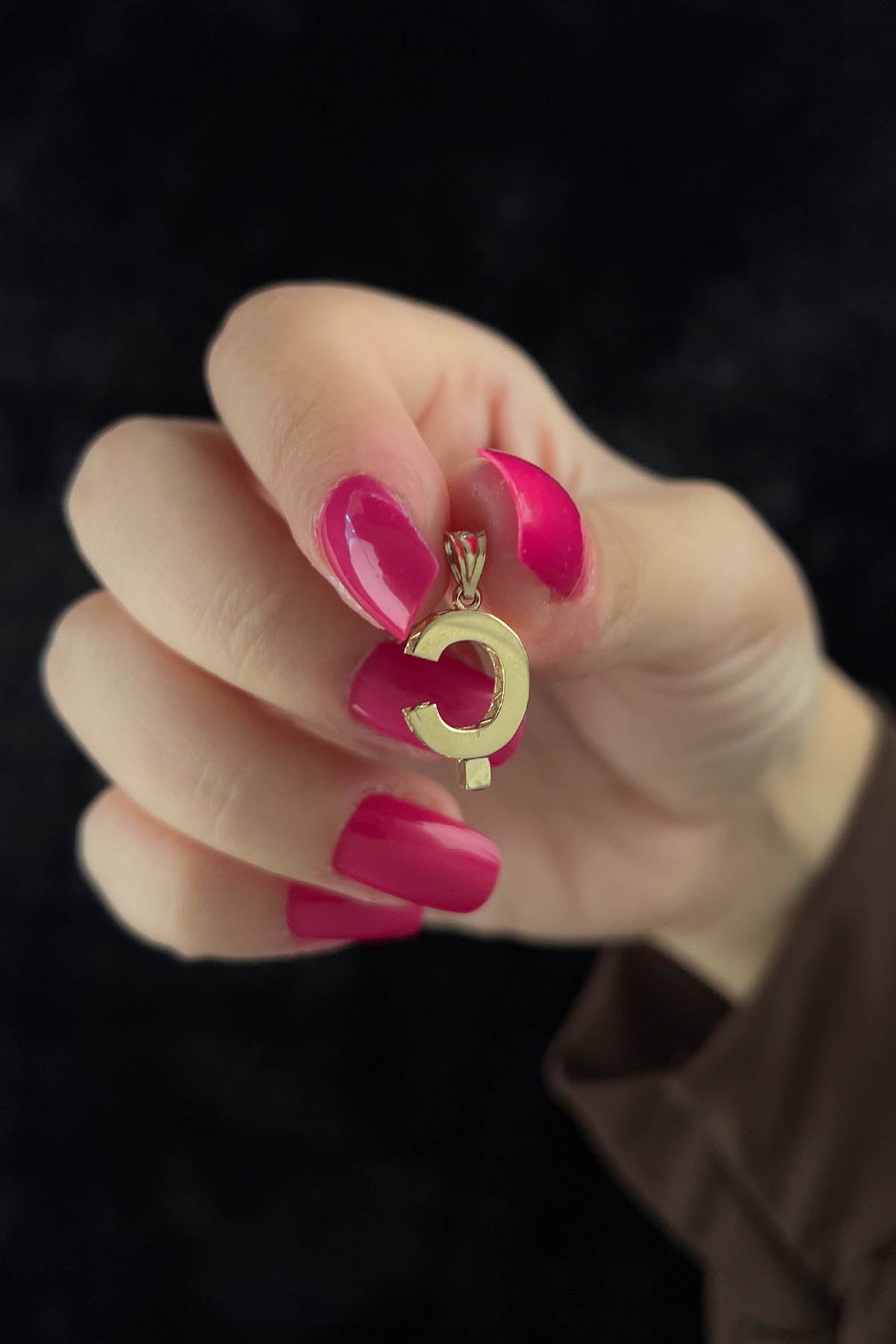 14K Gold Ç Letter Mini Shine Pendant