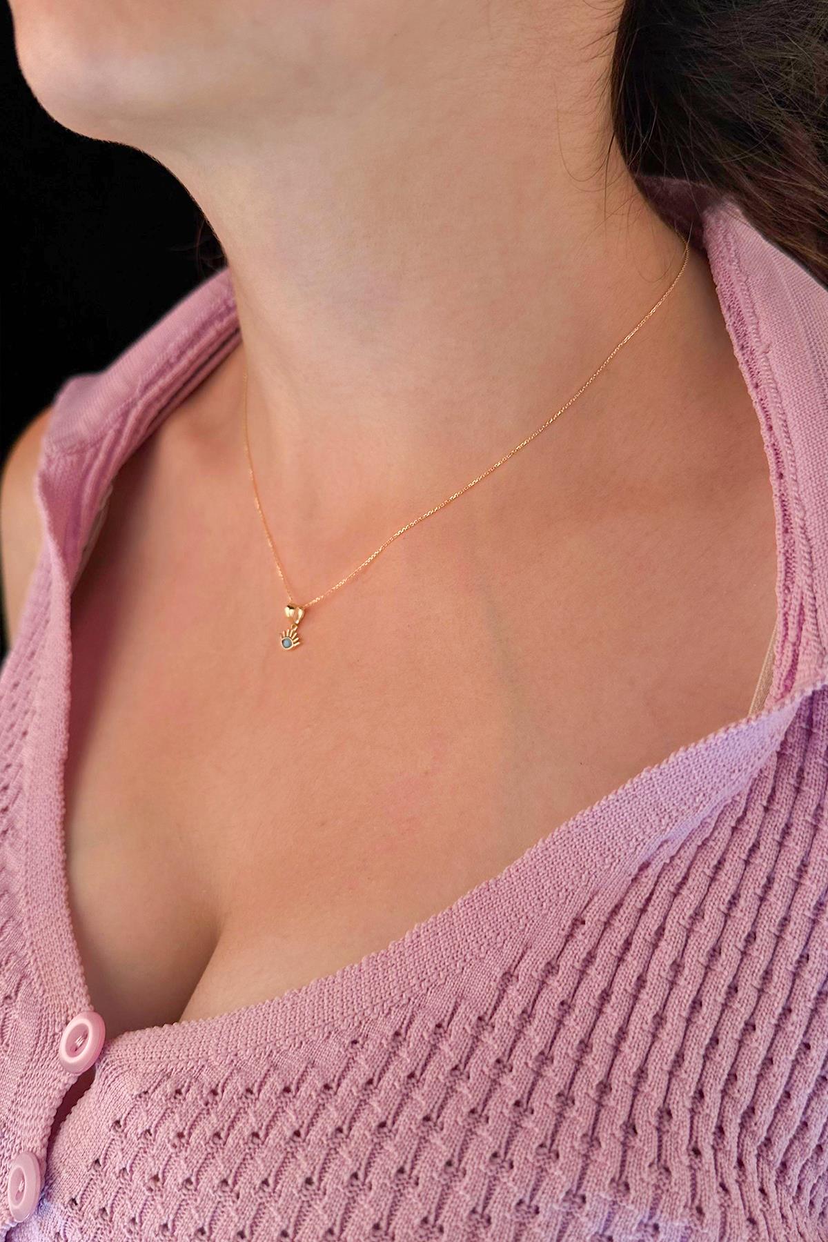 14K Gold Cable Evil Eye Necklace