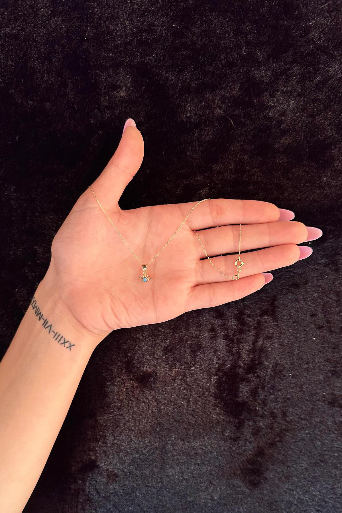 14K Gold Cable Evil Eye Necklace