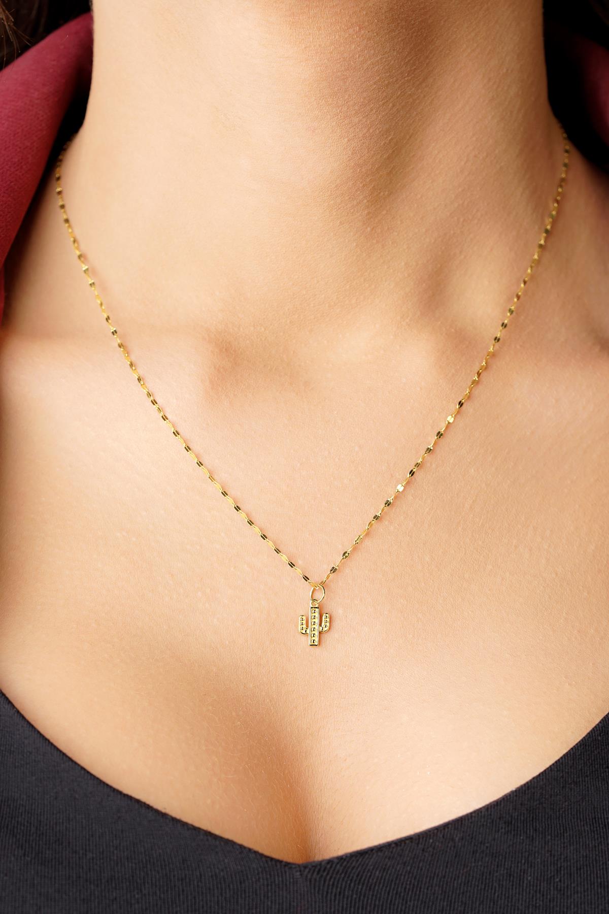 14K Gold Cactus Detailed Mirror Chain Necklace