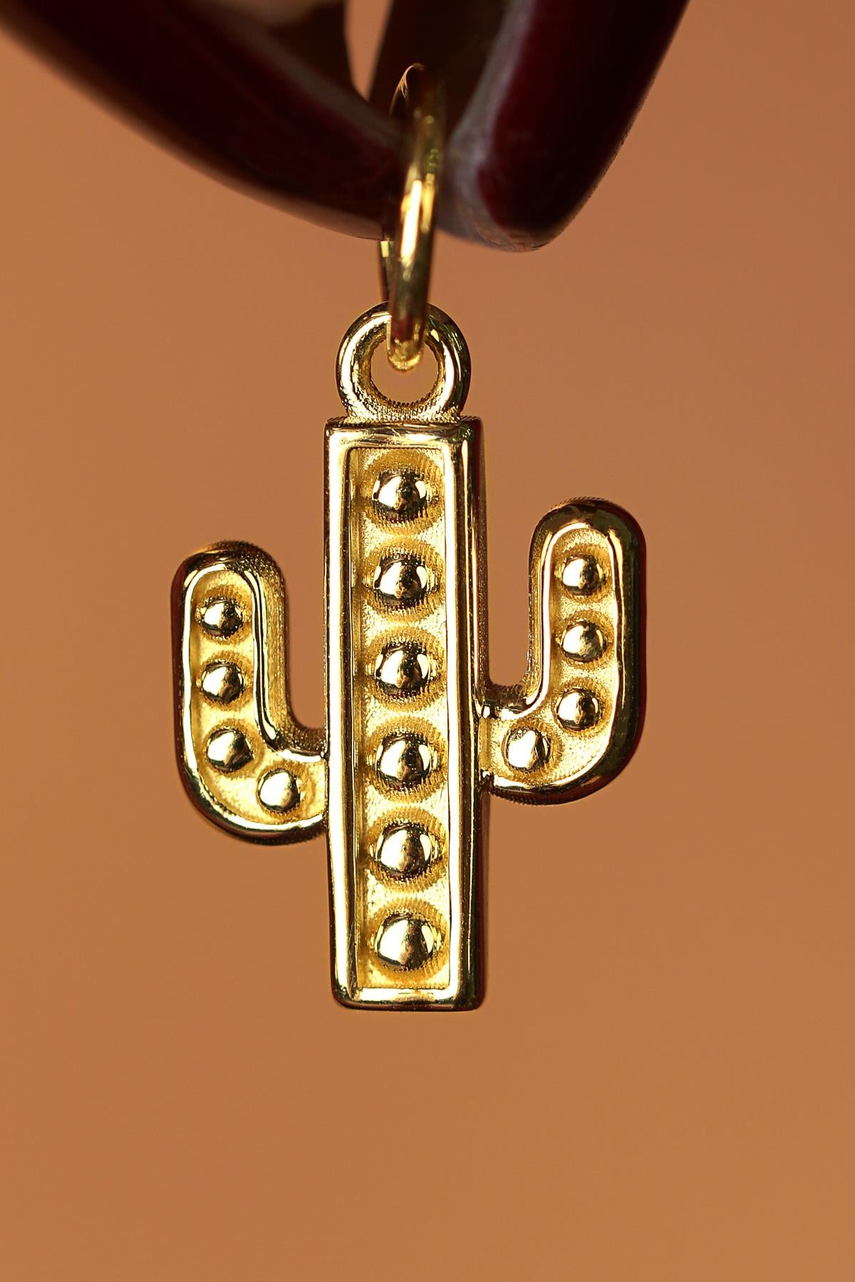 14K Gold Cactus Pendant